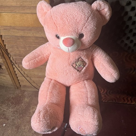 Adorable 3.5ft Red Teddy Bear – Plush Toy with Paw Prints & Stylish Bow Tie